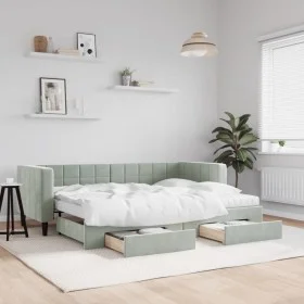 Trundle sofa bed with drawers light gray velvet 80x200 cm by vidaXL, Beds and slatted bases - Ref: Foro24-3196756, Price: 481...