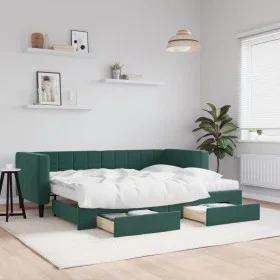 Trundle sofa bed with drawers dark green velvet 80x200 cm by vidaXL, Beds and slatted bases - Ref: Foro24-3196758, Price: 452...
