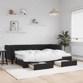 Trundle sofa bed with drawers black velvet 80x200 cm by vidaXL, Beds and slatted bases - Ref: Foro24-3196760, Price: 452,35 €...