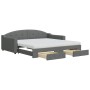 Trundle sofa bed with drawers dark gray fabric 100x200 cm by vidaXL, Beds and slatted bases - Ref: Foro24-3197590, Price: 476...