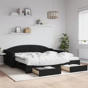 Trundle sofa bed with drawers black fabric 100x200 cm by vidaXL, Beds and slatted bases - Ref: Foro24-3197591, Price: 473,50 ...