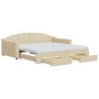 Ausziehbares Schlafsofa mit Schubladen, cremefarbener Stoff, 100 x 200 cm von vidaXL, Betten und Lattenroste - Ref: Foro24-31...