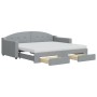 Trundle sofa bed with drawers light gray fabric 90x190 cm by vidaXL, Beds and slatted bases - Ref: Foro24-3197594, Price: 452...