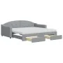 Trundle sofa bed with drawers light gray fabric 90x190 cm by vidaXL, Beds and slatted bases - Ref: Foro24-3197594, Price: 432...
