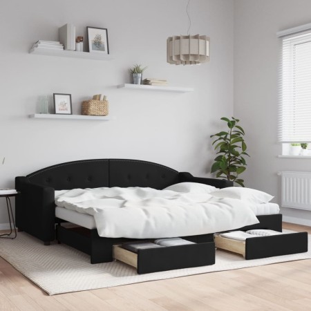 Sofá cama nido con cajones tela negro 90x190 cm de vidaXL, Camas y somieres - Ref: Foro24-3197596, Precio: 453,75 €, Descuent...