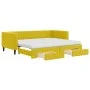 Trundle sofa bed with drawers yellow velvet 90x200 cm by vidaXL, Beds and slatted bases - Ref: Foro24-3196768, Price: 485,82 ...