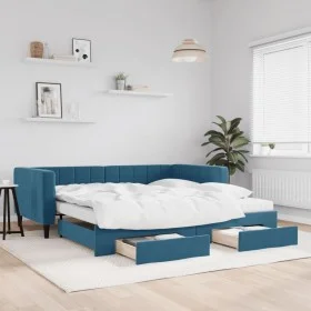 Sofá cama nido con cajones terciopelo azul 100x200 cm de vidaXL, Camas y somieres - Ref: Foro24-3196769, Precio: 471,28 €, De...