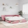 Ausziehbares Schlafsofa mit rosa Samtschubladen 100x200 cm von vidaXL, Betten und Lattenroste - Ref: Foro24-3196773, Preis: 4...