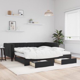 Sofá cama nido con cajones terciopelo negro 100x200 cm de vidaXL, Camas y somieres - Ref: Foro24-3196774, Precio: 478,52 €, D...
