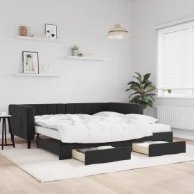 Trundle sofa bed with drawers black velvet 100x200 cm by vidaXL, Beds and slatted bases - Ref: Foro24-3196774, Price: 470,07 ...