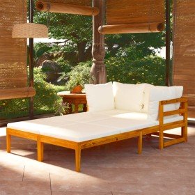 Tumbonas con cojines crema 2 unidades madera de acacia en Conjuntos de jardín | Comprar online en Foro24