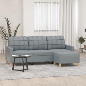 3-seater sofa with light gray fabric stool 180 cm by vidaXL, Sofas - Ref: Foro24-3201001, Price: 331,32 €, Discount: %