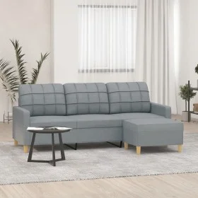 3-Sitzer-Sofa mit hellgrauem Stoffhocker 180 cm von vidaXL, Sofas - Ref: Foro24-3201001, Preis: 306,34 €, Rabatt: %