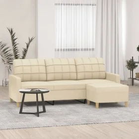 3-seater sofa with cream fabric stool 180 cm by vidaXL, Sofas - Ref: Foro24-3201003, Price: 320,88 €, Discount: %