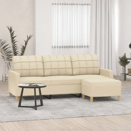 3-seater sofa with cream fabric stool 180 cm by vidaXL, Sofas - Ref: Foro24-3201003, Price: 320,88 €, Discount: %