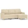 3-seater sofa with cream fabric stool 180 cm by vidaXL, Sofas - Ref: Foro24-3201003, Price: 320,88 €, Discount: %
