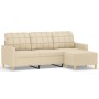 Sofá de 3 plazas con taburete de tela crema 180 cm de vidaXL, Sofás - Ref: Foro24-3201003, Precio: 287,39 €, Descuento: %