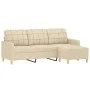 3-seater sofa with cream fabric stool 180 cm by vidaXL, Sofas - Ref: Foro24-3201003, Price: 320,88 €, Discount: %