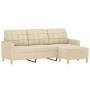 Sofá de 3 plazas con taburete de tela crema 180 cm de vidaXL, Sofás - Ref: Foro24-3201003, Precio: 287,39 €, Descuento: %