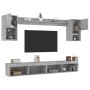Muebles TV pared con LED 6 pzas madera ingeniería gris hormigón
