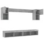 Muebles TV pared con LED 6 pzas madera ingeniería gris hormigón
