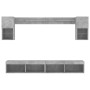 Muebles TV pared con LED 6 pzas madera ingeniería gris hormigón