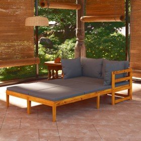 Tumbonas con cojines gris oscuro 2 unidades madera de acacia en Conjuntos de jardín | Comprar online en Foro24
