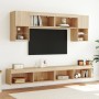 Muebles TV pared con LED 6 pzas madera ingeniería roble Sonoma
