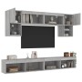 Muebles TV pared con LED 6 pzas madera ingeniería gris Sonoma