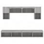 Muebles TV pared con LED 6 pzas madera ingeniería gris Sonoma