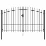 Cancela de valla doble puerta con puntas acero negro 3x1,75 m