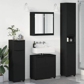 Juego de muebles de baño 4 pcs Negro Madera contrachapada en Muebles de baño | Comprar online en Foro24