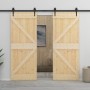 Schiebetür mit Beschlägen aus massivem Kiefernholz, 80 x 210 cm von vidaXL, Türen - Ref: Foro24-3057581, Preis: 402,55 €, Rab...