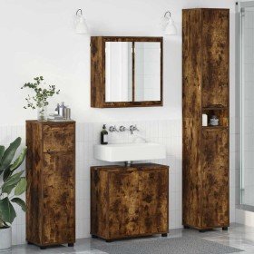 Juego de muebles de baño con cajón Manual 4 pcs Roble ahumado en Muebles de baño | Comprar online en Foro24