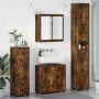 Juego de muebles de baño con cajón Manual 4 pcs Roble ahumado