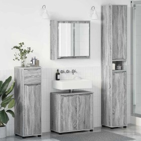Juego de muebles de baño 4 pcs Gris Sonoma Madera contrachapada