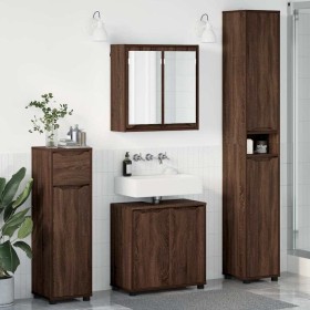 Juego de muebles de baño con cajón con rueda 4 pcs Roble Marrón en Muebles de baño | Comprar online en Foro24