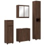 Juego de muebles de baño con cajón con rueda 4 pcs Roble Marrón
