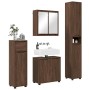Juego de muebles de baño con cajón con rueda 4 pcs Roble Marrón