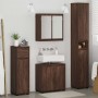Juego de muebles de baño con cajón con rueda 4 pcs Roble Marrón