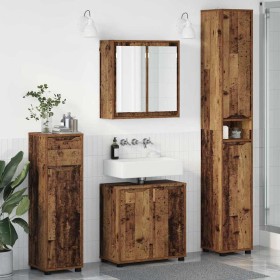 Juego de muebles de baño con cajón con rueda 4 pcs Madera Vieja