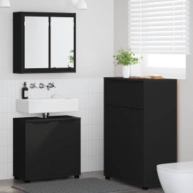 Juego de muebles de baño 3 pcs Negro Madera contrachapada en Muebles de baño | Comprar online en Foro24