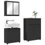 Juego de muebles de baño 3 pcs Negro Madera contrachapada