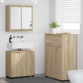Juego de muebles de baño con cajón con rueda 3 pcs Roble Sonoma