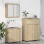 Juego de muebles de baño con cajón con rueda 3 pcs Roble Sonoma
