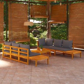 Set muebles de jardín 5 pzas cojines gris oscuro madera acacia Set muebles de jardín 5 pzas cojines gris oscuro madera acacia