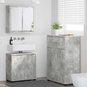 Juego de muebles de baño con cajón Manual 3 pcs Gris Concreto