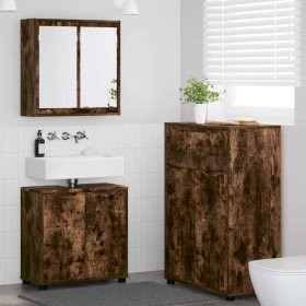 Juego de muebles de baño con cajón Manual 3 pcs Roble ahumado en Muebles de baño | Comprar online en Foro24