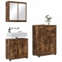 Juego de muebles de baño con cajón Manual 3 pcs Roble ahumado
