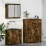 Juego de muebles de baño con cajón Manual 3 pcs Roble ahumado